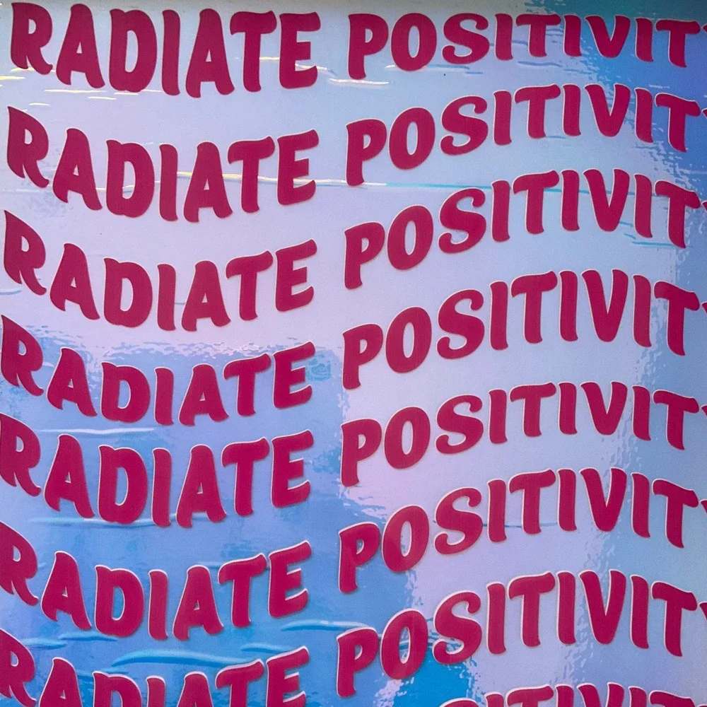 The Spring Shop‎ Radiate Positivity Framed Wall Art Holographic Iridescent Pink